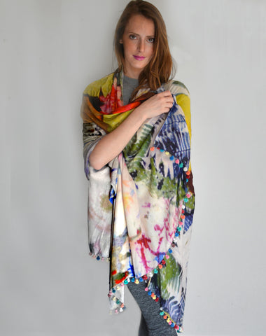 Nature's Fantasy Shawl Pom Pom